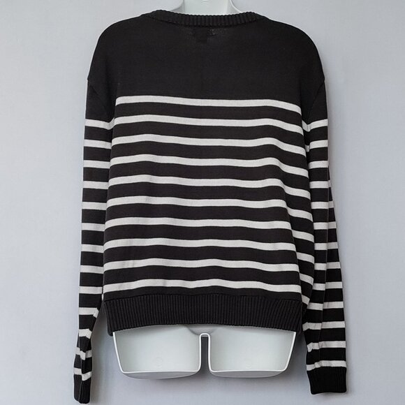 J.Crew Striped Gray White Sweater Cotton Size XL New NWT - Picture 2 of 3
